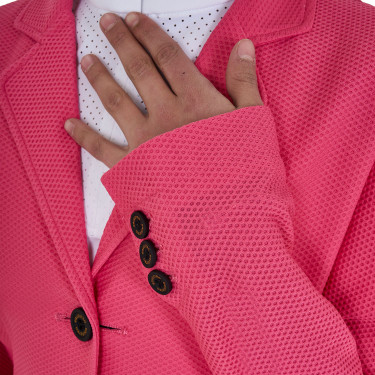 Casaco de competição três botões feminino em mesh Equestro Madressilva Rosa Casaco de competição três botões feminino em mesh Equestro Madressilva Rosa