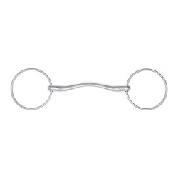Mors reto 2 argolas Stübben 2429 Fine Line aço inoxidável canhão 14 mm