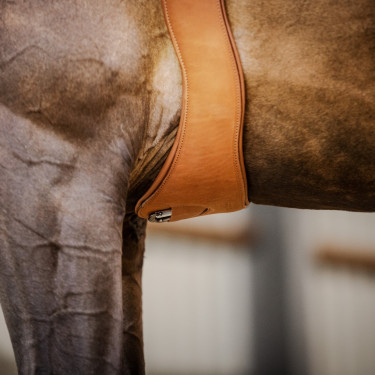 Cilha de couro Stübben Contornos elásticos em ambos os lados Tabaco Castanho