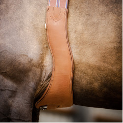 Cilha de couro Stübben Contornos elásticos em ambos os lados Tabaco Castanho