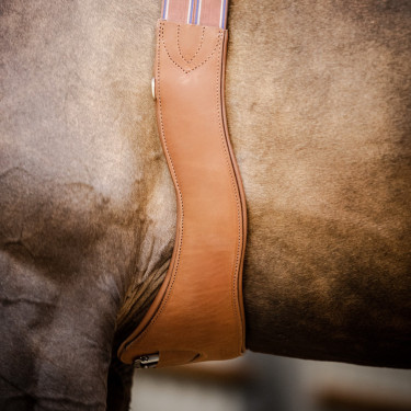 Cilha de couro Stübben Contornos elásticos em ambos os lados Tabaco Castanho