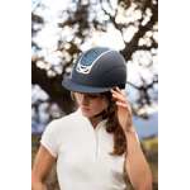 Capacete de equitação com ornamento de cristal Horze Arix II Azul escuro / azul escuro Capacete de equitação com ornamento de cristal Horze Arix II Azul escuro / azul escuro