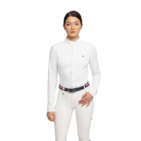 Camisa de concurso Tommy Hilfiger Equestrian Charlotte de mangas compridas feminina Branco