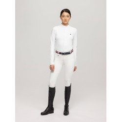 Camisa de concurso Tommy Hilfiger Equestrian Charlotte de mangas compridas feminina Branco Camisa de concurso Tommy Hilfiger Equestrian Charlotte de mangas compridas feminina Branco