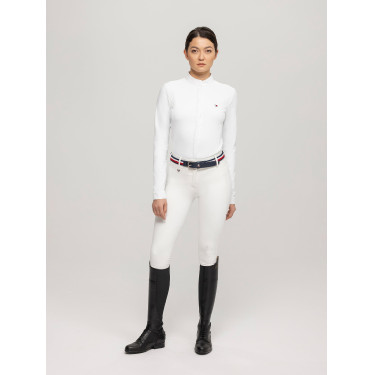 Camisa de concurso Tommy Hilfiger Equestrian Charlotte de mangas compridas feminina Branco Camisa de concurso Tommy Hilfiger Equestrian Charlotte de mangas compridas feminina Branco