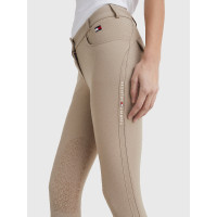 Calça Tommy Hilfiger Equestrian Classic feminina com grip nos joelhos Bege Calça Tommy Hilfiger Equestrian Classic feminina com grip nos joelhos Bege