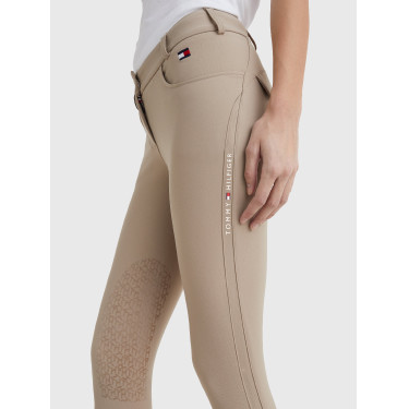 Calça Tommy Hilfiger Equestrian Classic feminina com grip nos joelhos Bege