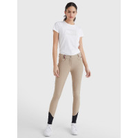 Calça Tommy Hilfiger Equestrian Classic feminina com grip nos joelhos Bege