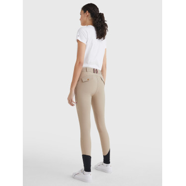 Calça Tommy Hilfiger Equestrian Classic feminina com grip nos joelhos Bege Calça Tommy Hilfiger Equestrian Classic feminina com grip nos joelhos Bege
