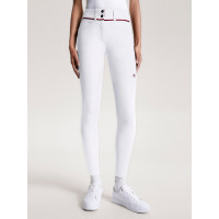 Calça Tommy Hilfiger Equestrian Geneva com grip nos joelhos para mulher Branco