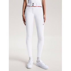 Calça Tommy Hilfiger Equestrian Geneva com grip nos joelhos para mulher Branco