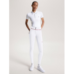 Calça Tommy Hilfiger Equestrian Geneva com grip nos joelhos para mulher Branco