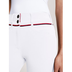 Calça Tommy Hilfiger Equestrian Geneva com grip nos joelhos para mulher Branco