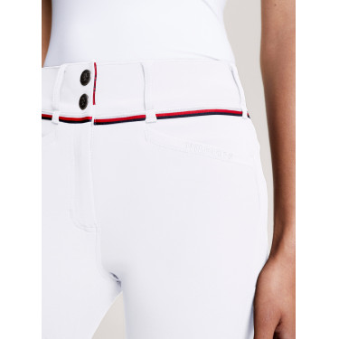 Calça Tommy Hilfiger Equestrian Geneva com grip nos joelhos para mulher Branco