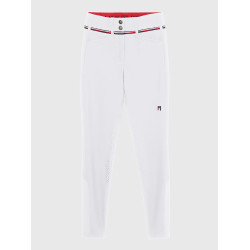 Calça Tommy Hilfiger Equestrian Geneva com grip nos joelhos para mulher Branco