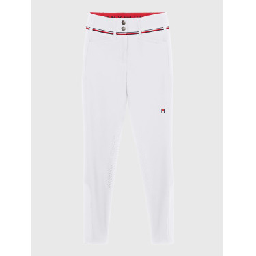 Calça Tommy Hilfiger Equestrian Geneva com grip nos joelhos para mulher Branco
