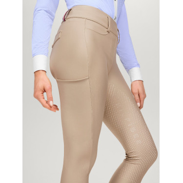 Calça Tommy Hilfiger Equestrian Highland Hybrid feminina full grip Bege sazonal