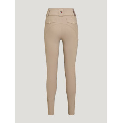 Calça Tommy Hilfiger Equestrian Highland Hybrid feminina com grip nos joelhos Bege sazonal