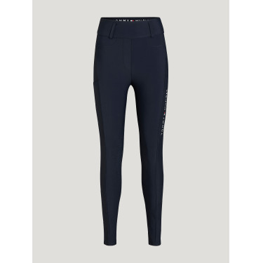 Calça Tommy Hilfiger Equestrian Highland Hybrid feminina com grip nos joelhos Azul-marinho Calça Tommy Hilfiger Equestrian Highland Hybrid feminina com grip nos joelhos Azul-marinho