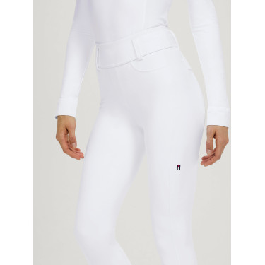 Calça Tommy Hilfiger Equestrian Highland Hybrid feminina com grip nos joelhos Branco