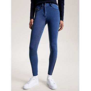 Calça Tommy Hilfiger Equestrian Queens Denim feminina full grip Calça Tommy Hilfiger Equestrian Queens Denim feminina full grip