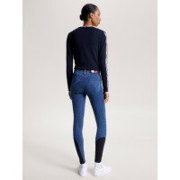 Calça Tommy Hilfiger Equestrian Queens Denim feminina full grip Herança Azul Calça Tommy Hilfiger Equestrian Queens Denim feminina full grip Herança Azul