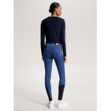 Calça Tommy Hilfiger Equestrian Queens Denim feminina full grip Calça Tommy Hilfiger Equestrian Queens Denim feminina full grip