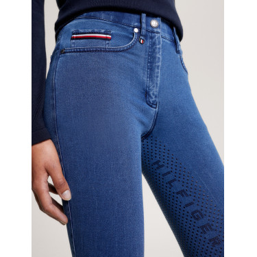 Calça Tommy Hilfiger Equestrian Queens Denim feminina full grip Calça Tommy Hilfiger Equestrian Queens Denim feminina full grip