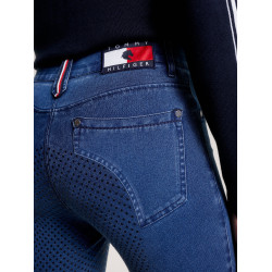 Calça Tommy Hilfiger Equestrian Queens Denim feminina full grip Herança Azul Calça Tommy Hilfiger Equestrian Queens Denim feminina full grip Herança Azul