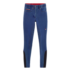Calça Tommy Hilfiger Equestrian Queens Denim feminina full grip Herança Azul Calça Tommy Hilfiger Equestrian Queens Denim feminina full grip Herança Azul