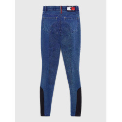 Calça Tommy Hilfiger Equestrian Queens Denim feminina full grip Herança Azul Calça Tommy Hilfiger Equestrian Queens Denim feminina full grip Herança Azul