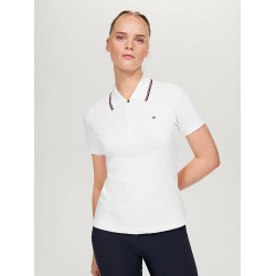 Polo com zíper Tommy Hilfiger Equestrian Camden de mangas curtas feminino