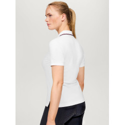 Polo com zíper Tommy Hilfiger Equestrian Camden de mangas curtas feminino Branco