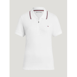 Polo com zíper Tommy Hilfiger Equestrian Camden de mangas curtas feminino Branco