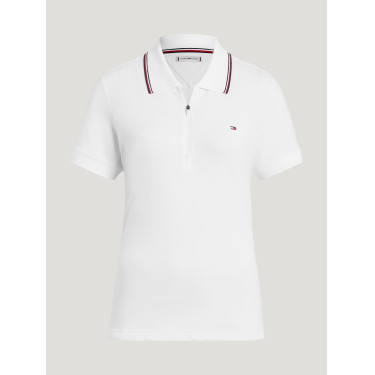 Polo com zíper Tommy Hilfiger Equestrian Camden de mangas curtas feminino Polo com zíper Tommy Hilfiger Equestrian Camden de mangas curtas feminino