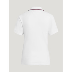 Polo com zíper Tommy Hilfiger Equestrian Camden de mangas curtas feminino Branco