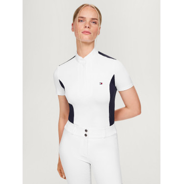 Polo de competição Tommy Hilfiger Equestrian Avon de mangas curtas feminino Polo de competição Tommy Hilfiger Equestrian Avon de mangas curtas feminino