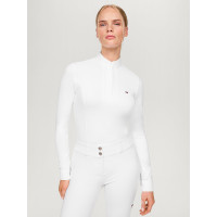 Pólo de competição Tommy Hilfiger Equestrian Avon de manga comprida para mulher Branco Pólo de competição Tommy Hilfiger Equestrian Avon de manga comprida para mulher Branco