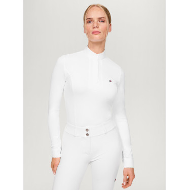 Pólo de competição Tommy Hilfiger Equestrian Avon de manga comprida para mulher Branco