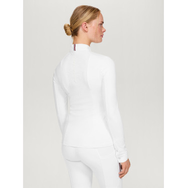 Pólo de competição Tommy Hilfiger Equestrian Avon de manga comprida para mulher Branco Pólo de competição Tommy Hilfiger Equestrian Avon de manga comprida para mulher Branco