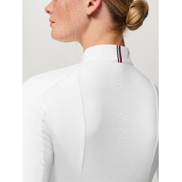 Pólo de competição Tommy Hilfiger Equestrian Avon de manga comprida para mulher Branco Pólo de competição Tommy Hilfiger Equestrian Avon de manga comprida para mulher Branco