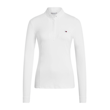 Pólo de competição Tommy Hilfiger Equestrian Avon de manga comprida para mulher Branco Pólo de competição Tommy Hilfiger Equestrian Avon de manga comprida para mulher Branco