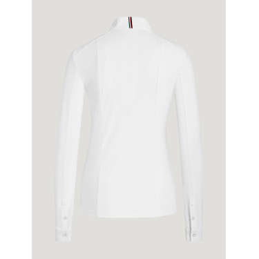 Pólo de competição Tommy Hilfiger Equestrian Avon de manga comprida para mulher Branco Pólo de competição Tommy Hilfiger Equestrian Avon de manga comprida para mulher Branco