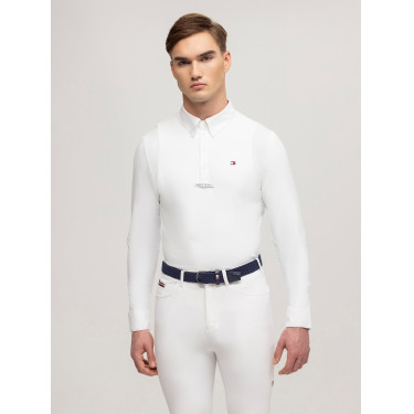 Camisa de competição Tommy Hilfiger Equestrian Columbus de manga comprida masculina Camisa de competição Tommy Hilfiger Equestrian Columbus de manga comprida masculina