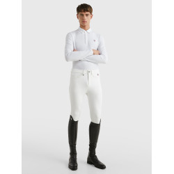Polo de competição Tommy Hilfiger Equestrian Fresh Air Performance de mangas compridas para homem Branco Polo de competição Tommy Hilfiger Equestrian Fresh Air Performance de mangas compridas para homem Branco