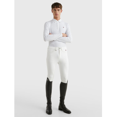 Polo de competição Tommy Hilfiger Equestrian Fresh Air Performance de mangas compridas para homem Branco Polo de competição Tommy Hilfiger Equestrian Fresh Air Performance de mangas compridas para homem Branco