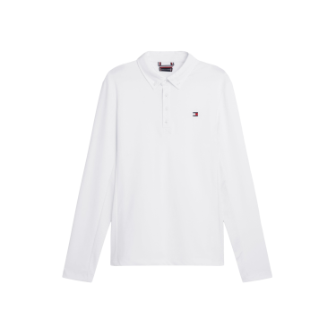 Polo de competição Tommy Hilfiger Equestrian Fresh Air Performance de mangas compridas para homem Branco Polo de competição Tommy Hilfiger Equestrian Fresh Air Performance de mangas compridas para homem Branco