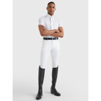 Polo de competição Tommy Hilfiger Equestrian de mangas curtas masculino Branco
