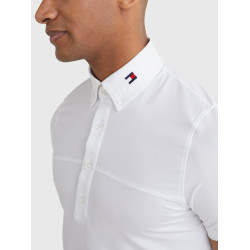 Polo de competição Tommy Hilfiger Equestrian de mangas curtas masculino Branco