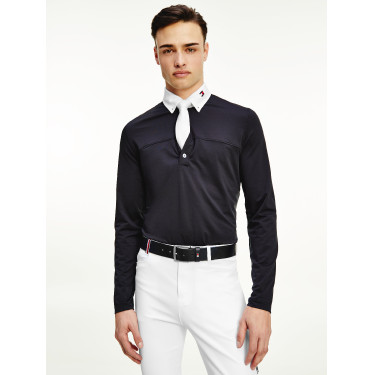 Polo de competição Tommy Hilfiger Equestrian de mangas compridas masculino Polo de competição Tommy Hilfiger Equestrian de mangas compridas masculino